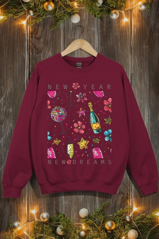 New Year New Dreams Graphic Fleece Sweatshirt